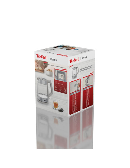 Tefal Glass Kettle Ki605B30 Czajnik Elektryczny 1,7 L 2200 W Szary, Srebrny, Przezroczysty