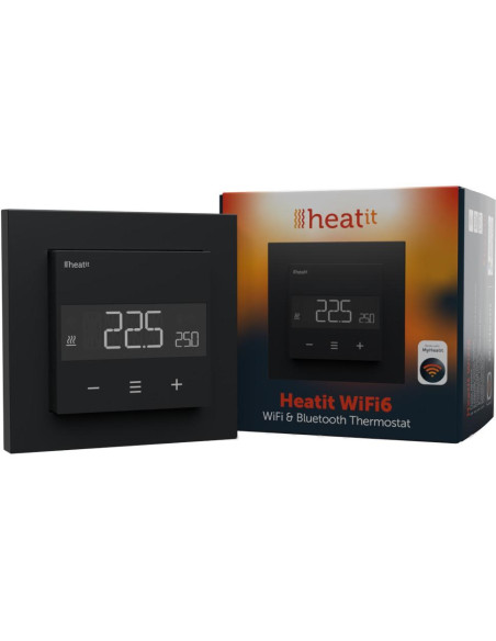 Termostat Heatit Wifi6 Black Matt Wi-Fi Thermostat 3600W 16A