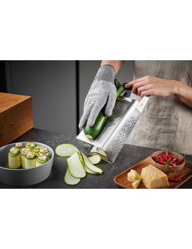 Gefu 10761 Ręczna Tarka / Spiralizer Tarka Z Pojemnikiem Czarny, Srebrny
