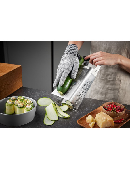 Gefu 10761 Ręczna Tarka / Spiralizer Tarka Z Pojemnikiem Czarny, Srebrny