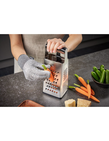 Gefu 10761 Ręczna Tarka / Spiralizer Tarka Z Pojemnikiem Czarny, Srebrny