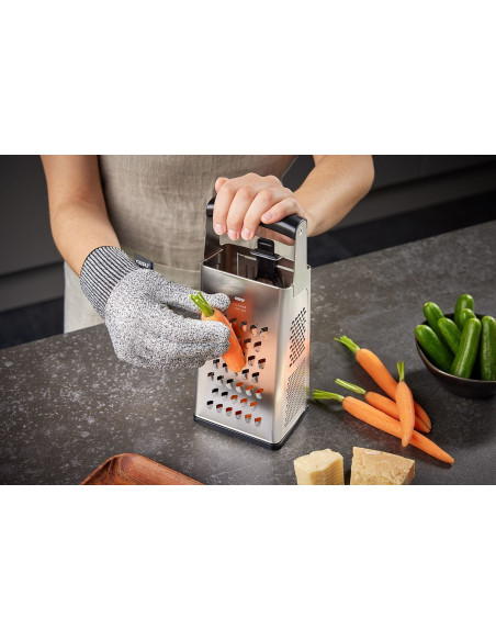 Gefu 10761 Ręczna Tarka / Spiralizer Tarka Z Pojemnikiem Czarny, Srebrny