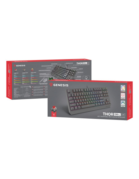 Genesis Thor 230 Tkl Lite Klawiatura Gaming Usb Qwerty Angielski Czarny