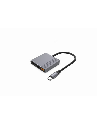 Gembird Multi Adapter Usb Typu C 3 W 1 (Port Usb + Hdmi + Wideo Usb-C), Kolor Szary