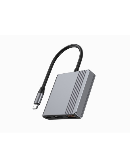 Gembird Multi Adapter Usb Typu C 3 W 1 (Port Usb + Hdmi + Wideo Usb-C), Kolor Szary
