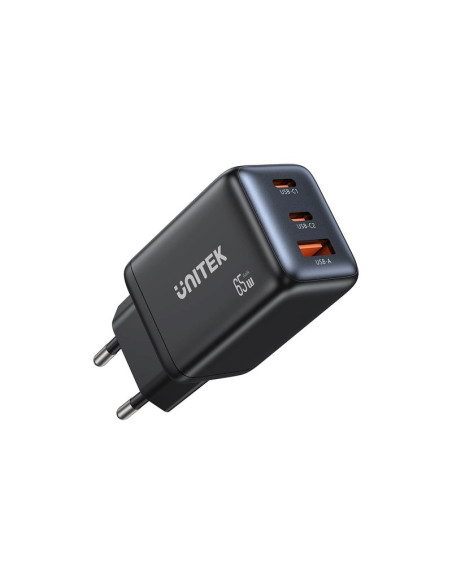 Unitek Ładowarka Sieciowa Gan 2X Usb-C Usb-A ,Pd 3.0, 65W, Czarna