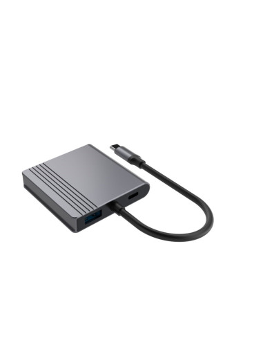 Gembird Multi Adapter Usb Type-C 3 W 1 (Port Usb + Hdmi + Pd), Kolor Szary