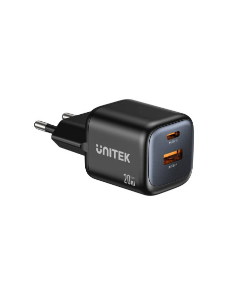 Unitek Ładowarka Sieciowa 2X Gan Usb-C & Usb-A 20W Czarna