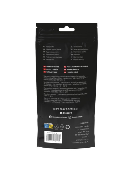 Savio Pasta Termoprzewodząca 18W/M-K, 1G Tg-05