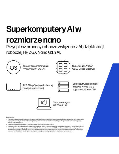 Hp Zgx Nano G1N Ai Gb10 128 Gb Lpddr5X-Sdram 4 Tb Ssd Linux Mini Pc Stanowisko Ai Workstation, Ai Pc Czarny