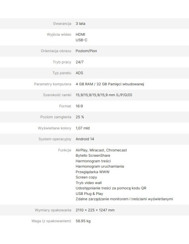 Avtek Monitor Informacyjny Ds2 86"