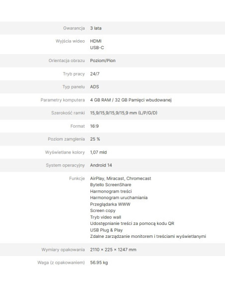 Avtek Monitor Informacyjny Ds2 86"