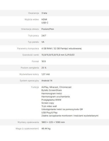 Avtek Monitor Informacyjny Ds2 75"