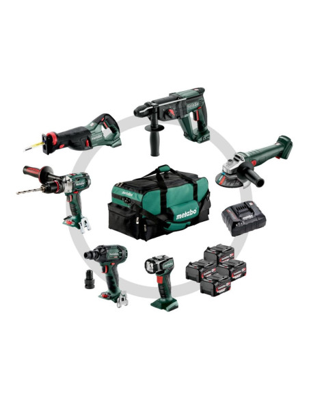 Metabo Zestaw Combo 18V 6.1 (Sb18Ltx +Ssw18Ltx300Bl +Kh18Ltx24 +W18L9-125Quick +Ssep18Lt +Ula) 4X4,0Ah Torba