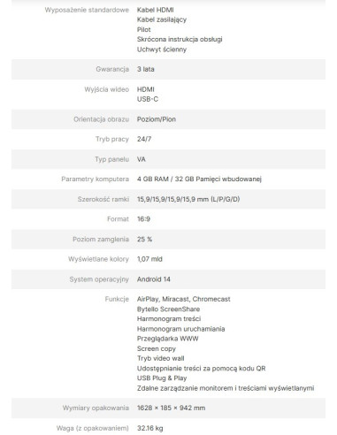 Avtek Monitor Informacyjny Ds2 65"