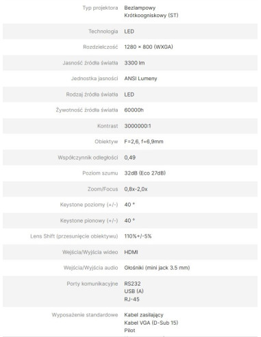 Viewsonic Projektor Krótkoogniskowy Lsd300W-St