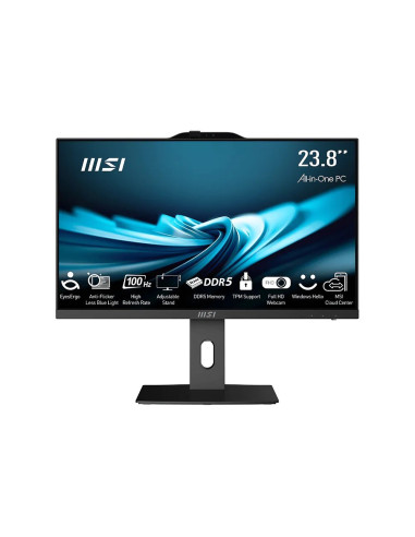 Msi Aio Pro Ap242P 14M-892Xeu I5-14400 23,8" Ips Led Fhd Non-Touch Anti-Glare 16Gb Ssd500Gb M.2 Ax211 Wifi 6E Noos Black