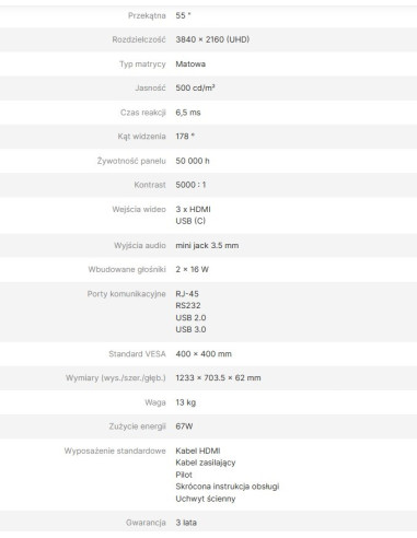 Avtek Monitor Informacyjny Ds2 55"