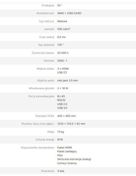 Avtek Monitor Informacyjny Ds2 55"