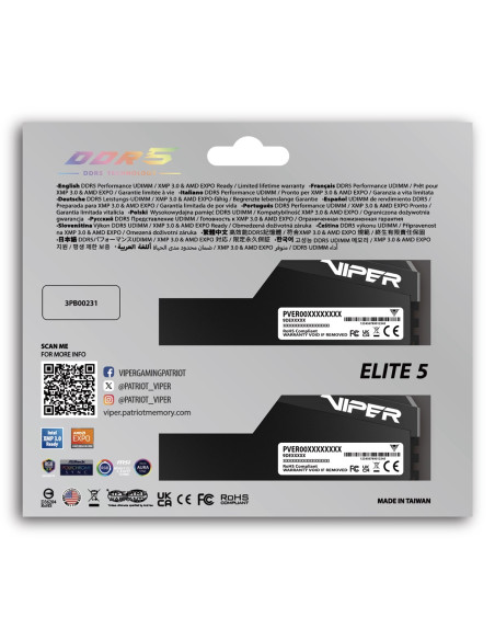 Patriot Memory Viper Elite 5 Ultra Veur532G6028K Moduł Pamięci 32 Gb 2 X 16 Gb Ddr5 6000 Mt/S 288-Pin Dimm