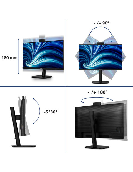 Philips 3000 Series 32B2U3601H/00 Monitor Komputerowy 80 Cm (31.5") 2560 X 1440 Px Quad Hd Lcd Czarny