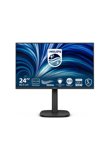 Philips 3000 Series 24B2U3301D/00 Monitor Komputerowy 61,2 Cm (24.1") 1920 X 1200 Px Wuxga Lcd Czarny
