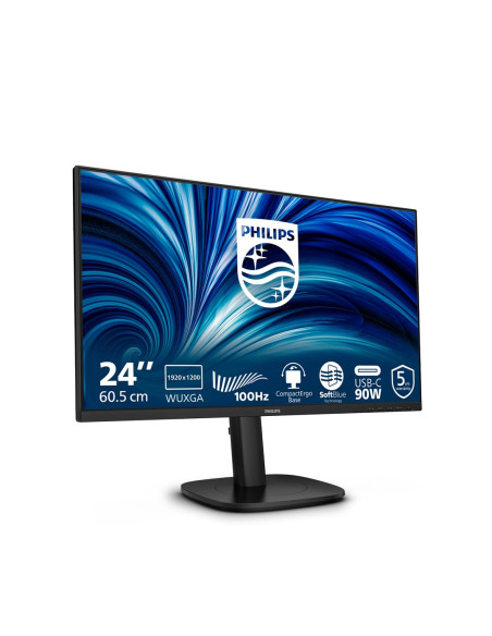 Philips 3000 Series 24B2U3301D/00 Monitor Komputerowy 61,2 Cm (24.1") 1920 X 1200 Px Wuxga Lcd Czarny