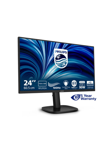 Philips 3000 Series 24B2U3301D/00 Monitor Komputerowy 61,2 Cm (24.1") 1920 X 1200 Px Wuxga Lcd Czarny