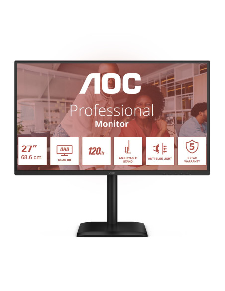 Aoc E4 Q27E4Cv Monitor Komputerowy 68,6 Cm (27") 2560 X 1440 Px Quad Hd Led Czarny