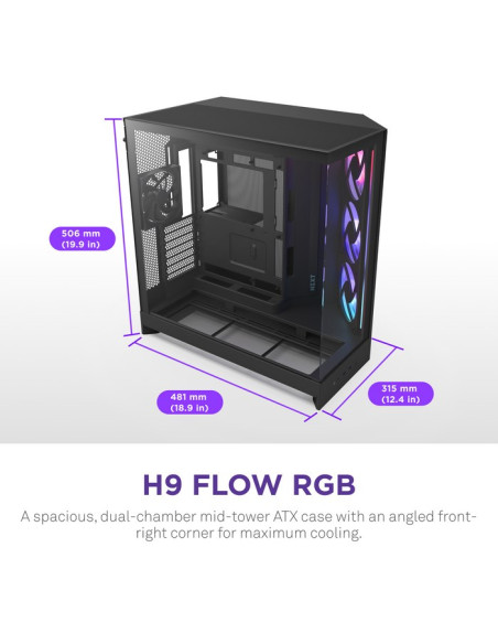 Nzxt H9 Flow Rgb+ Midi Tower Czarny