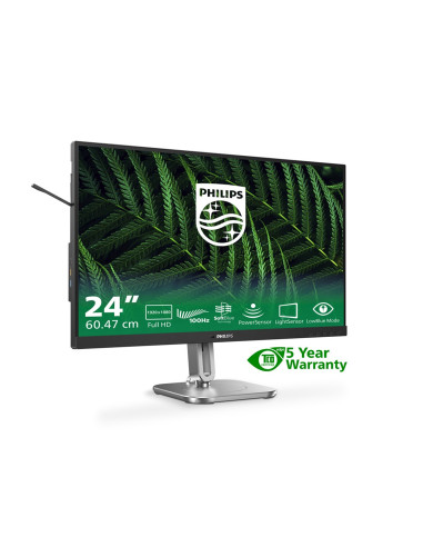 Philips 5000 Series 24B2G5200/00 Monitor Komputerowy 60,5 Cm (23.8") 1920 X 1080 Px Full Hd Lcd Antracyt