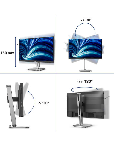 Philips 4000 Series 24B2N4200/00 Monitor Komputerowy 60,5 Cm (23.8") 1920 X 1080 Px Full Hd Lcd Szary