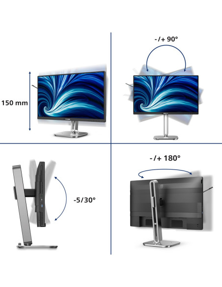 Philips 4000 Series 24B2N4200/00 Monitor Komputerowy 60,5 Cm (23.8") 1920 X 1080 Px Full Hd Lcd Szary