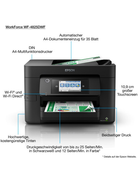 Epson Workforce Pro Wf-4825Dwf Atramentowa A4 4800 X 2400 Dpi 25 Stron/Min Wi-Fi