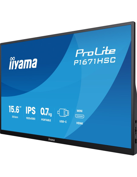 Iiyama Prolite P1671Hsc-B1 Monitor Komputerowy 39,6 Cm (15.6") 1920 X 1080 Px Full Hd Led Czarny