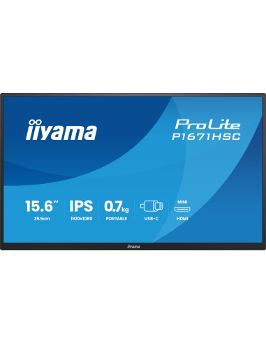 Iiyama Prolite P1671Hsc-B1 Monitor Komputerowy 39,6 Cm (15.6") 1920 X 1080 Px Full Hd Led Czarny