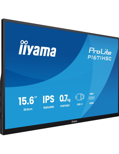 Iiyama Prolite P1671Hsc-B1 Monitor Komputerowy 39,6 Cm (15.6") 1920 X 1080 Px Full Hd Led Czarny