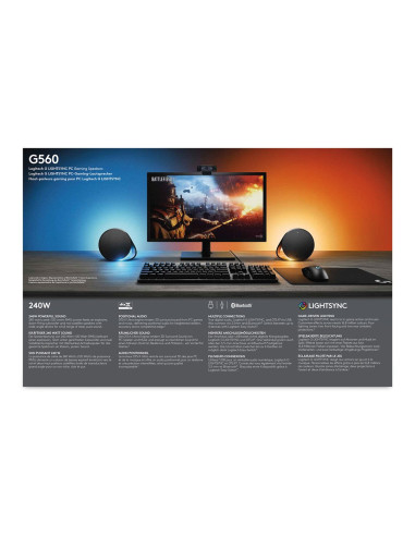 Logitech G G560 Zestaw Głośników 120 W Pc/Laptop Czarny 2.1 Kan. 30 W Bluetooth