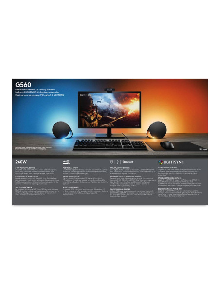 Logitech G G560 Zestaw Głośników 120 W Pc/Laptop Czarny 2.1 Kan. 30 W Bluetooth