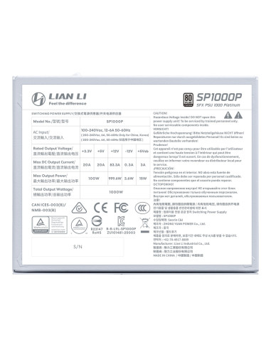 Lian Li Sp1000P Moduł Zasilaczy 1000 W 24-Pin Atx Sfx Biały