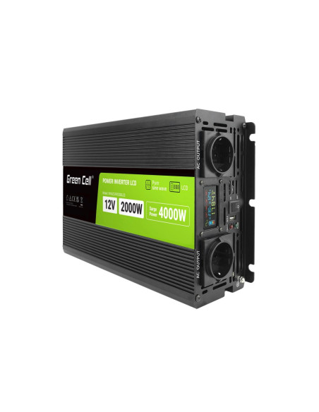 Green Cell Przetwornica Napięcia Powerinverter Lcd 12 V 2000W/4000W Z Wyświetlaczem Lcd - Czysty Sinus
