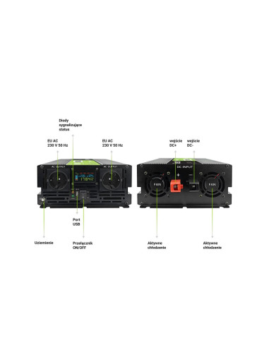 Green Cell Przetwornica Napięcia Powerinverter Lcd 12 V 2000W/4000W Z Wyświetlaczem Lcd - Czysty Sinus