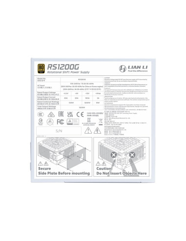 Lian Li Rs1200G Moduł Zasilaczy 1200 W 20+4 Pin Atx Atx Biały