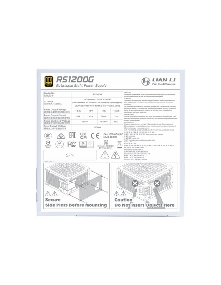 Lian Li Rs1200G Moduł Zasilaczy 1200 W 20+4 Pin Atx Atx Biały
