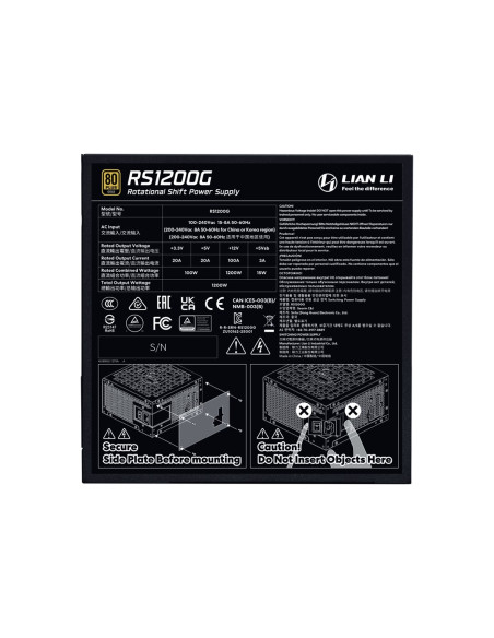 Lian Li Rs1200G Moduł Zasilaczy 1200 W 20+4 Pin Atx Atx Czarny
