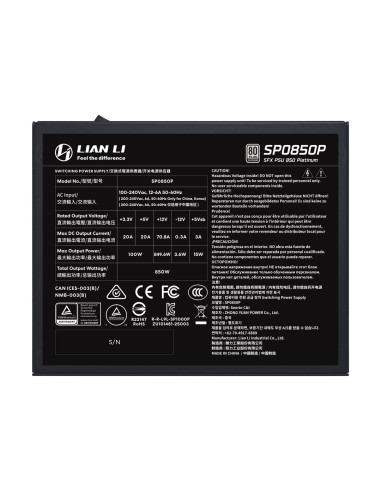 Lian Li Sp0850P Moduł Zasilaczy 850 W 24-Pin Atx Sfx Czarny