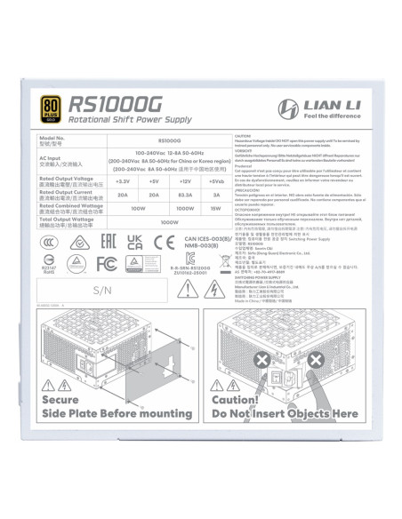 Lian Li Rs1000G Moduł Zasilaczy 1000 W 20+4 Pin Atx Atx Biały