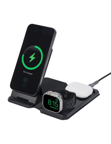 Uag 3In1 Travel Charger - Bezprzewodowa Ładowarka Podróżna Do Trzech Urządzeń 15W, Kompatybilna Z Magsafe, Kabel, Wtyczki I Orga