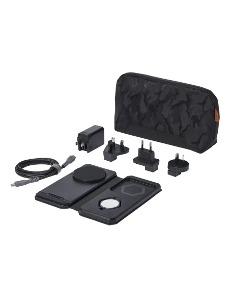 Uag 3In1 Travel Charger - Bezprzewodowa Ładowarka Podróżna Do Trzech Urządzeń 15W, Kompatybilna Z Magsafe, Kabel, Wtyczki I Orga