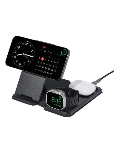 Uag 3In1 Travel Charger - Bezprzewodowa Ładowarka Podróżna Do Trzech Urządzeń 15W, Kompatybilna Z Magsafe, Kabel, Wtyczki I Orga